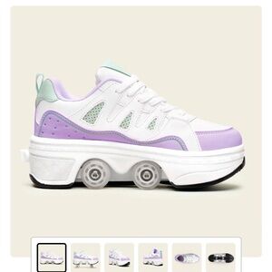 LieKick White and Purple Roller Sneakers 6.5 / 37